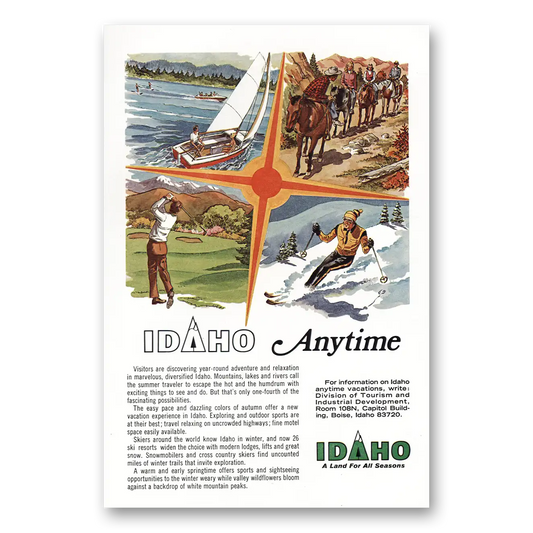 1974 Idaho Anytime Year Round Adventure Vintage Magazine Print Ad