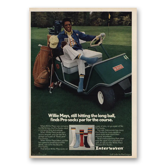 1974 Interwoven Socks Pro Socks Willie Mays Vintage Magazine Print Ad