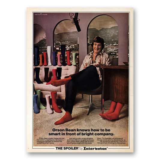 1974 Interwoven Socks Spoiler Interwoven Socks Orson Bean Vintage Magazine Print Ad