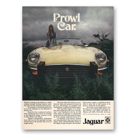 1974 Jaguar Prowl Car Vintage Magazine Print Ad