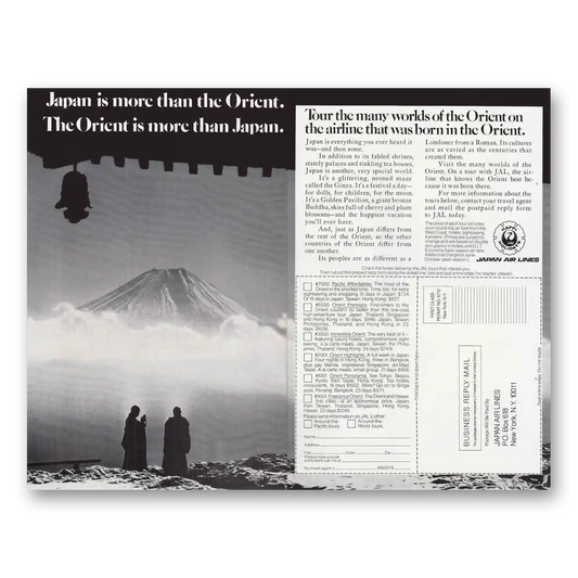 1974 Japan Air Lines Airlines Japan Is More Than the Orient Vintage Magazine Print Ad