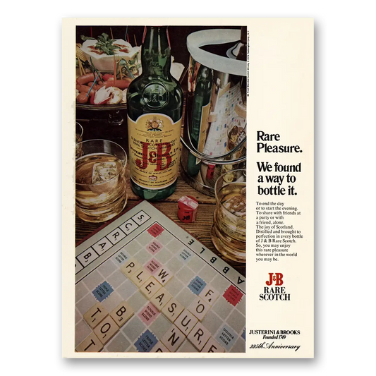 1974 J&B Scotch Whisky Rare Pleasure Scrabble Vintage Magazine Print Ad