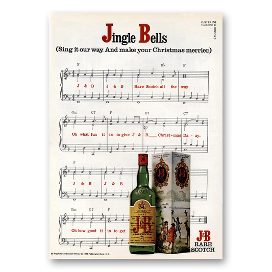 1974 J&B Scotch Whisky Jingle Bells Sing It Our Way Vintage Magazine Print Ad