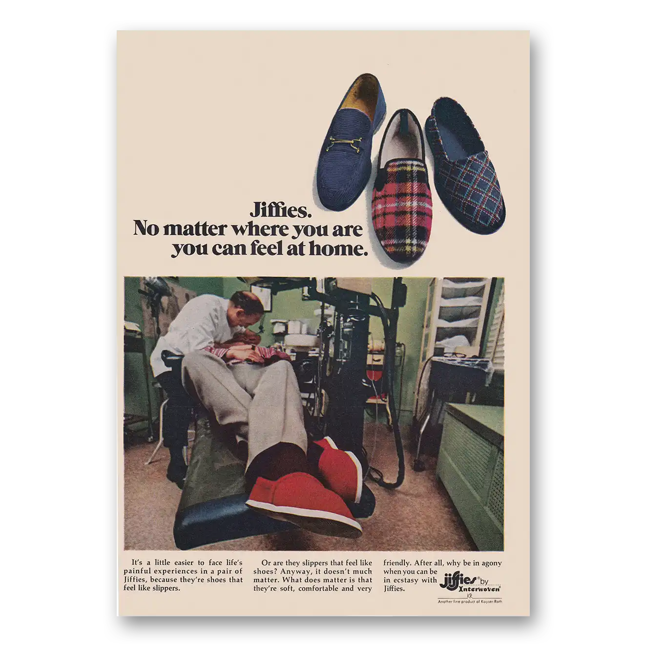 1974 Jiffies Slippers No Matter Where You Are Vintage Magazine Print Ad