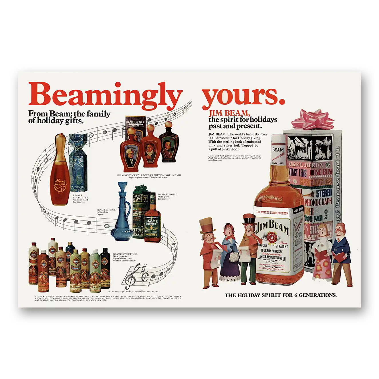 1974 Jim Beam Beamingly Yours Vintage Magazine Print Ad