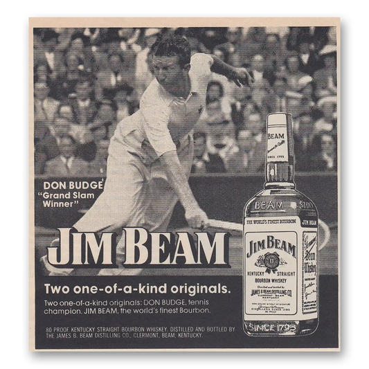 1974 Jim Beam Don Budge Grand Slam Winner Vintage Magazine Print Ad