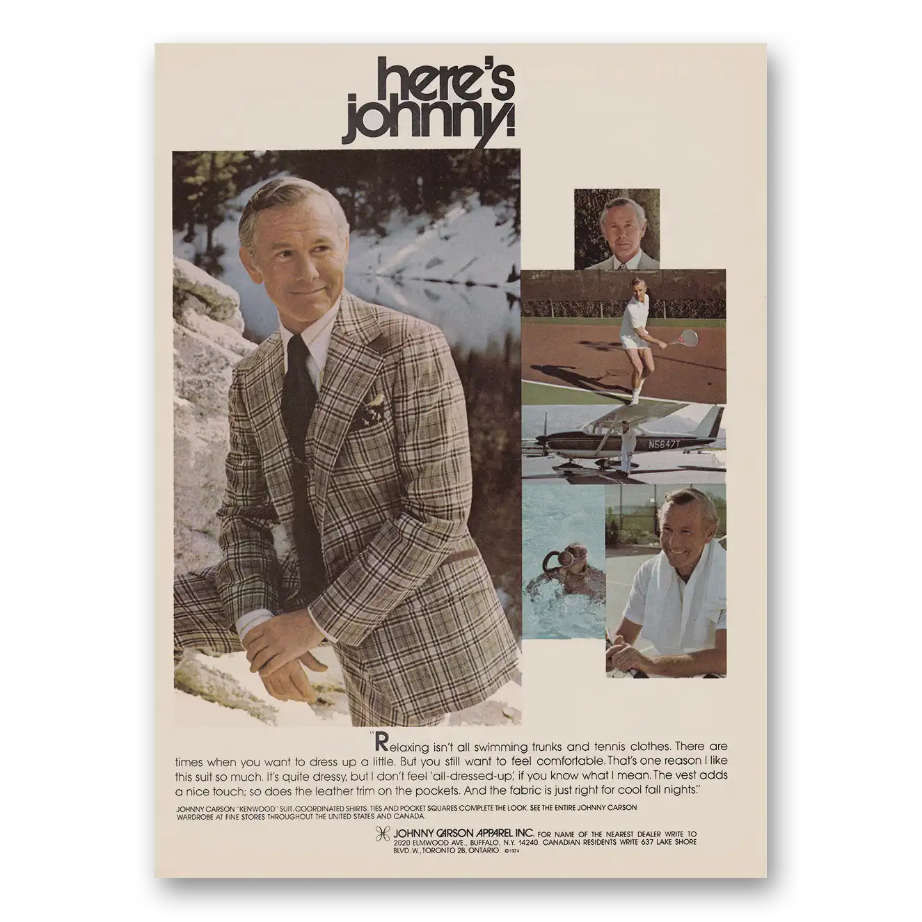 1974 Johnny Carson Apparel Relaxing Isnt All Swimming Trunks Vintage Magazine Print Ad