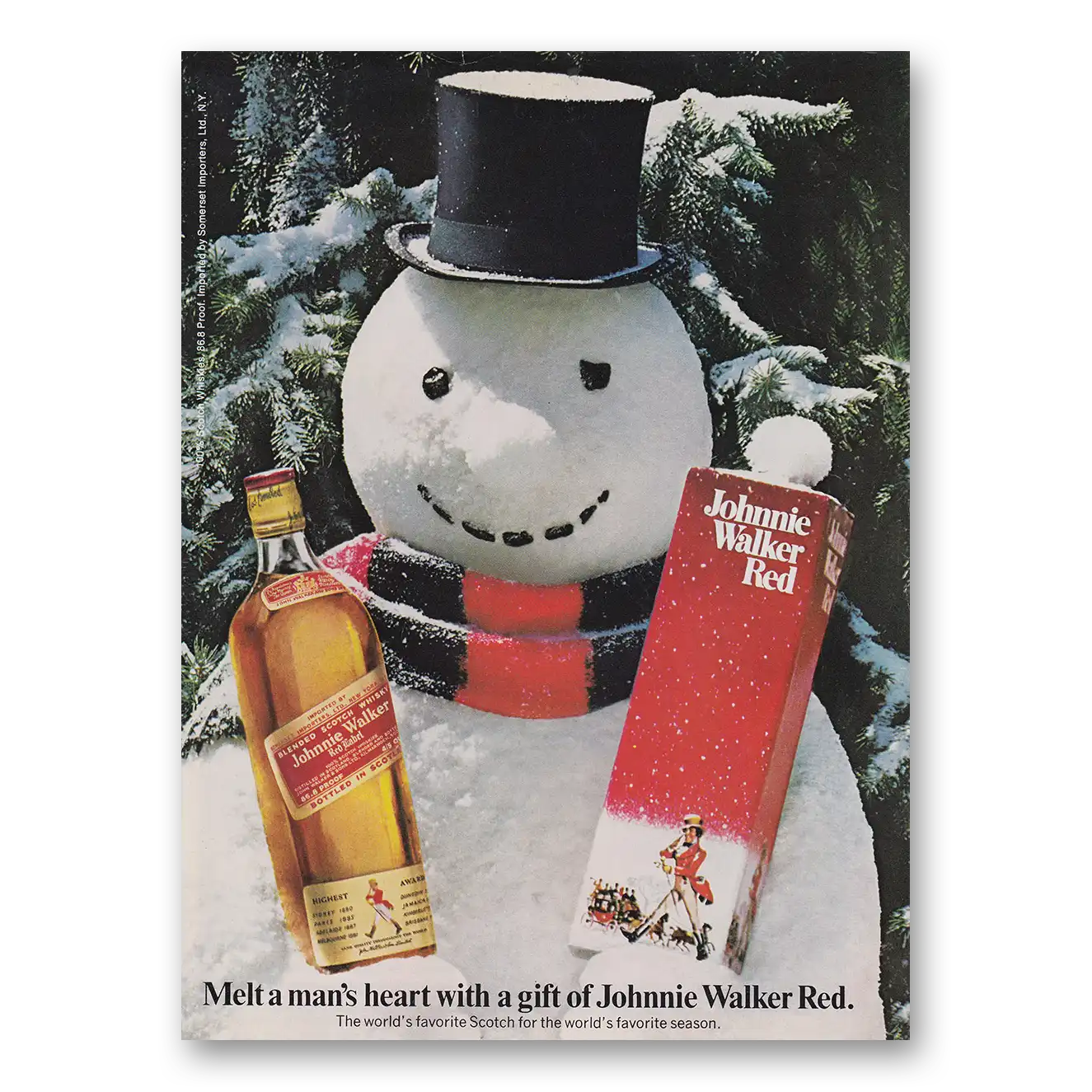 1974 Johnnie Walker Red Label Melt a Mans Heart Vintage Magazine Print Ad