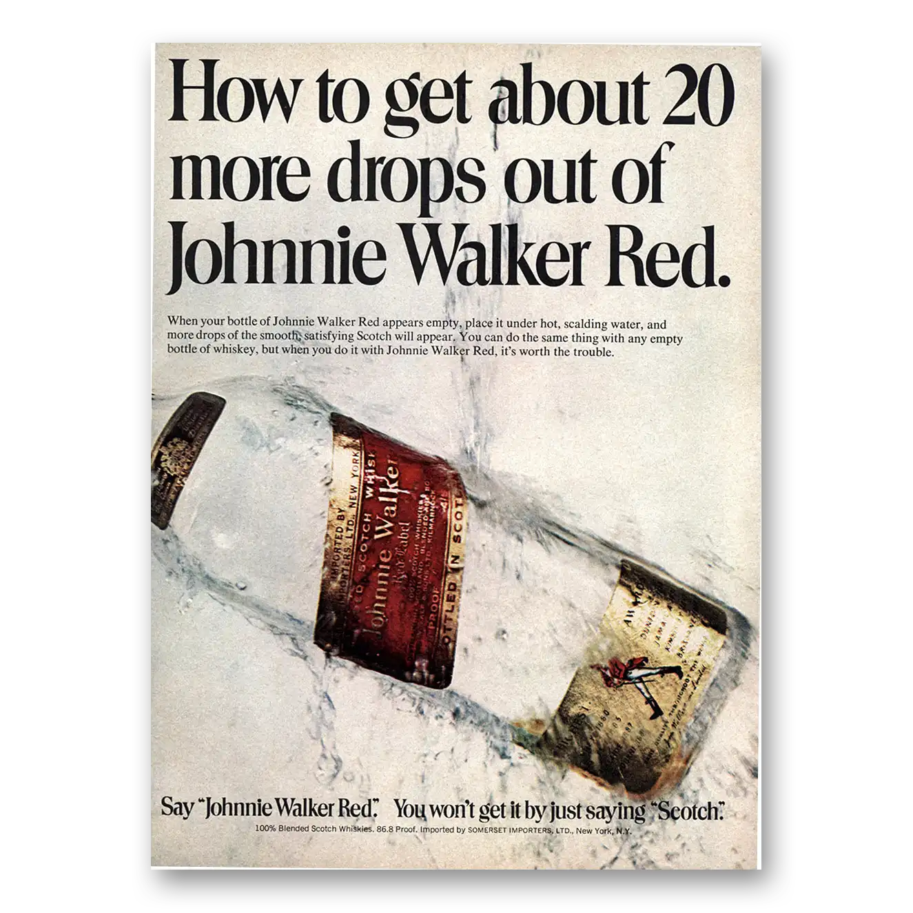 1974 Johnnie Walker Red Label Get About 20 More Drops Vintage Magazine Print Ad