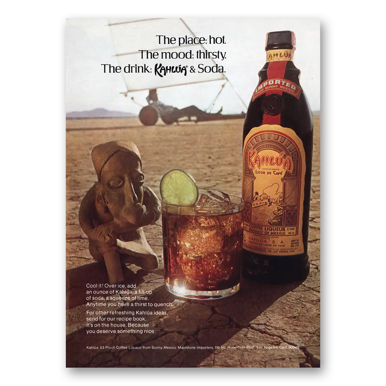 1974 Kahlua Place Hot Mood Thirsty Vintage Magazine Print Ad