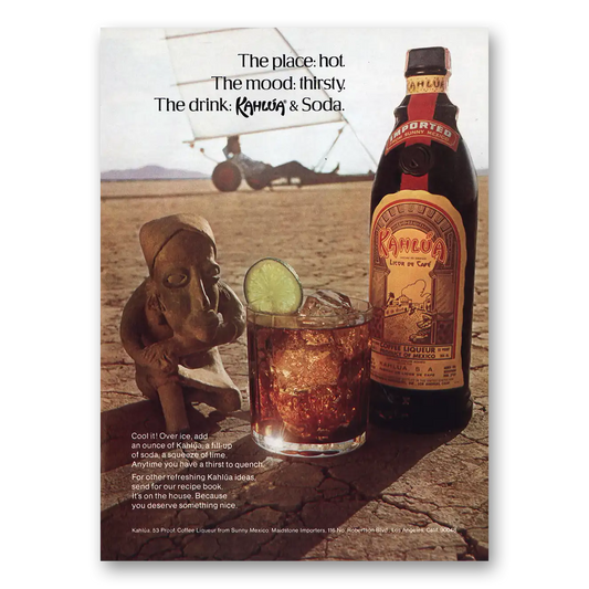 1974 Kahlua Place Hot Mood Thirsty Vintage Magazine Print Ad