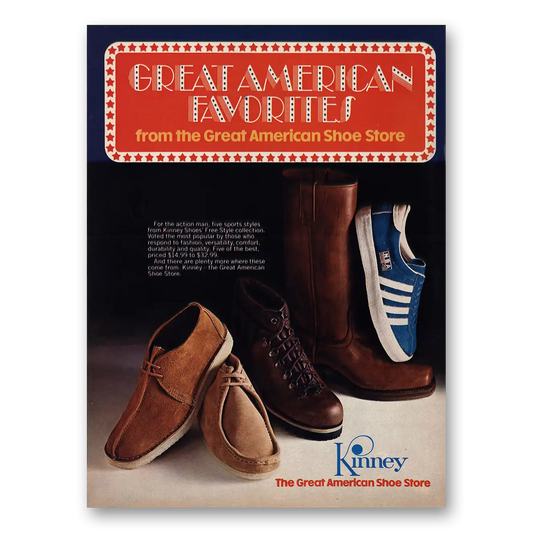 1974 Kinney Shoes Great American Favorites Vintage Magazine Print Ad