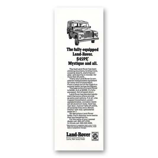 1974 Land Rover Mystique and All Vintage Magazine Print Ad