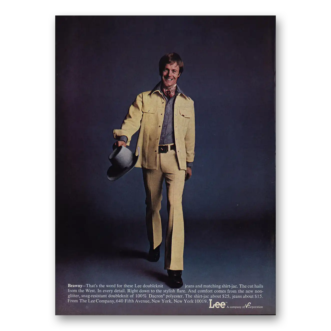 1974 Lee Jeans Brawny Lee Double Knit Jeans Vintage Magazine Print Ad