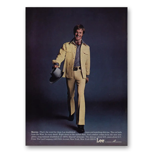 1974 Lee Jeans Brawny Lee Double Knit Jeans Vintage Magazine Print Ad