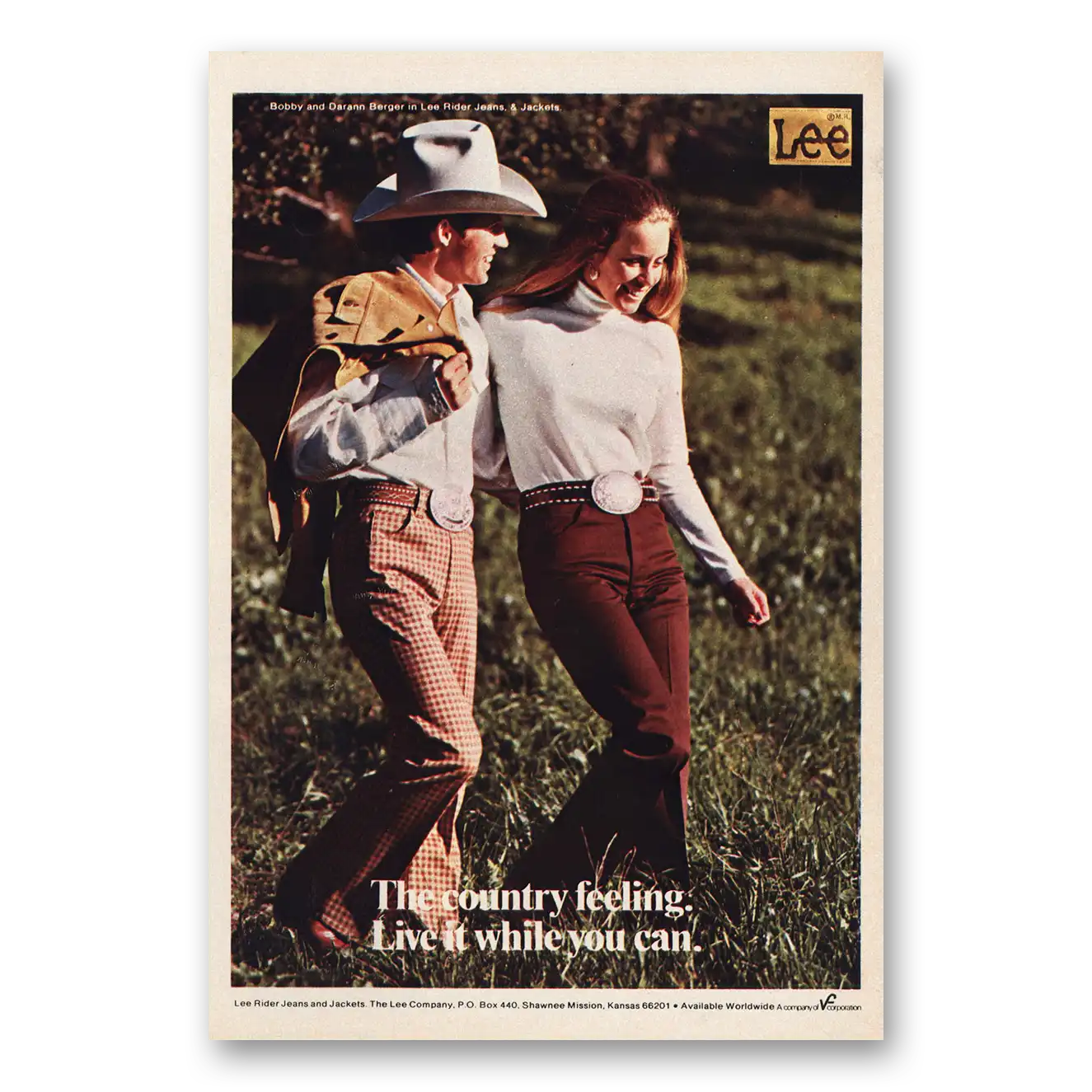 1974 Lee Jeans Country Feeling Vintage Magazine Print Ad