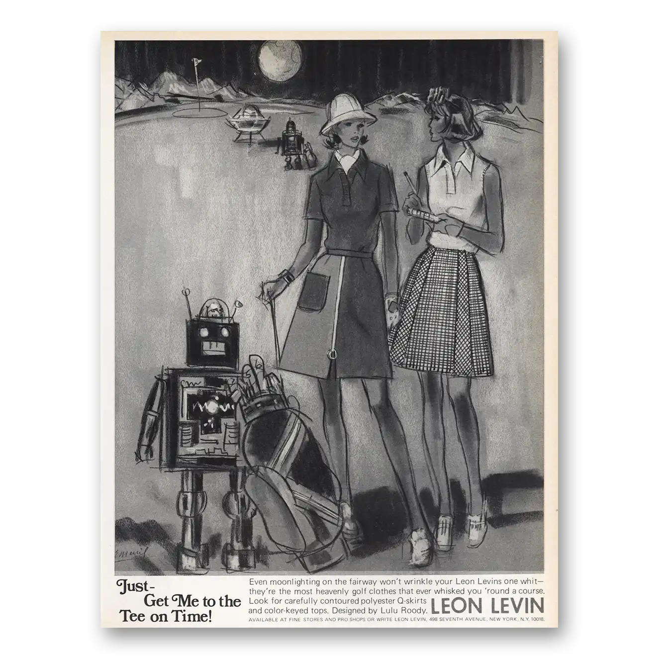 1974 Leon Levin Clothing Get Me to the Tee On Time Vintage Magazine Print Ad