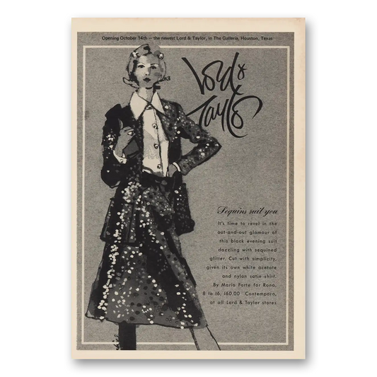 1974 Lord & Taylor Sequins Suit You Vintage Magazine Print Ad