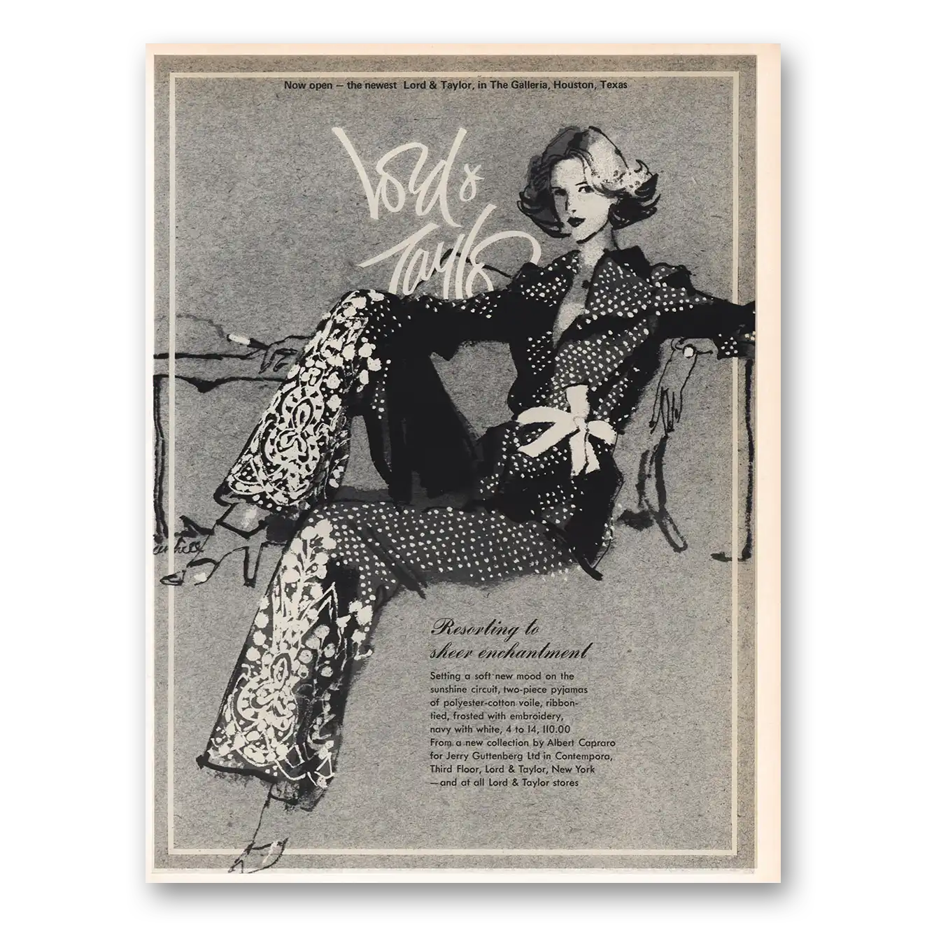 1974 Lord & Taylor Resorting to Sheer Enchantment Vintage Magazine Print Ad