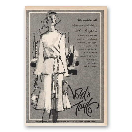 1974 Lord & Taylor Aristocratic Russian Role Vintage Magazine Print Ad