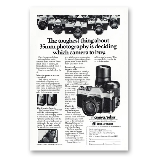 1974 Bell & Howell Camera Toughest Thing 35mm Photography Vintage Magazine Print Ad