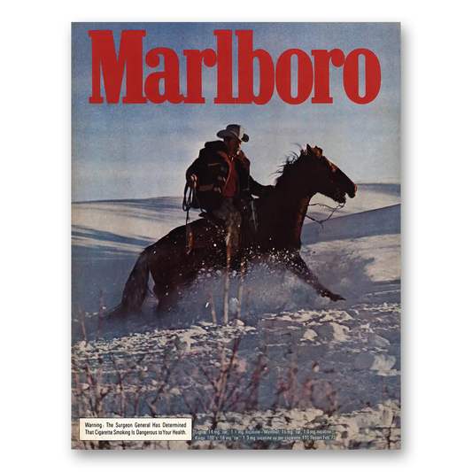 1974 Marlboro Cowboy Snow Vintage Magazine Print Ad