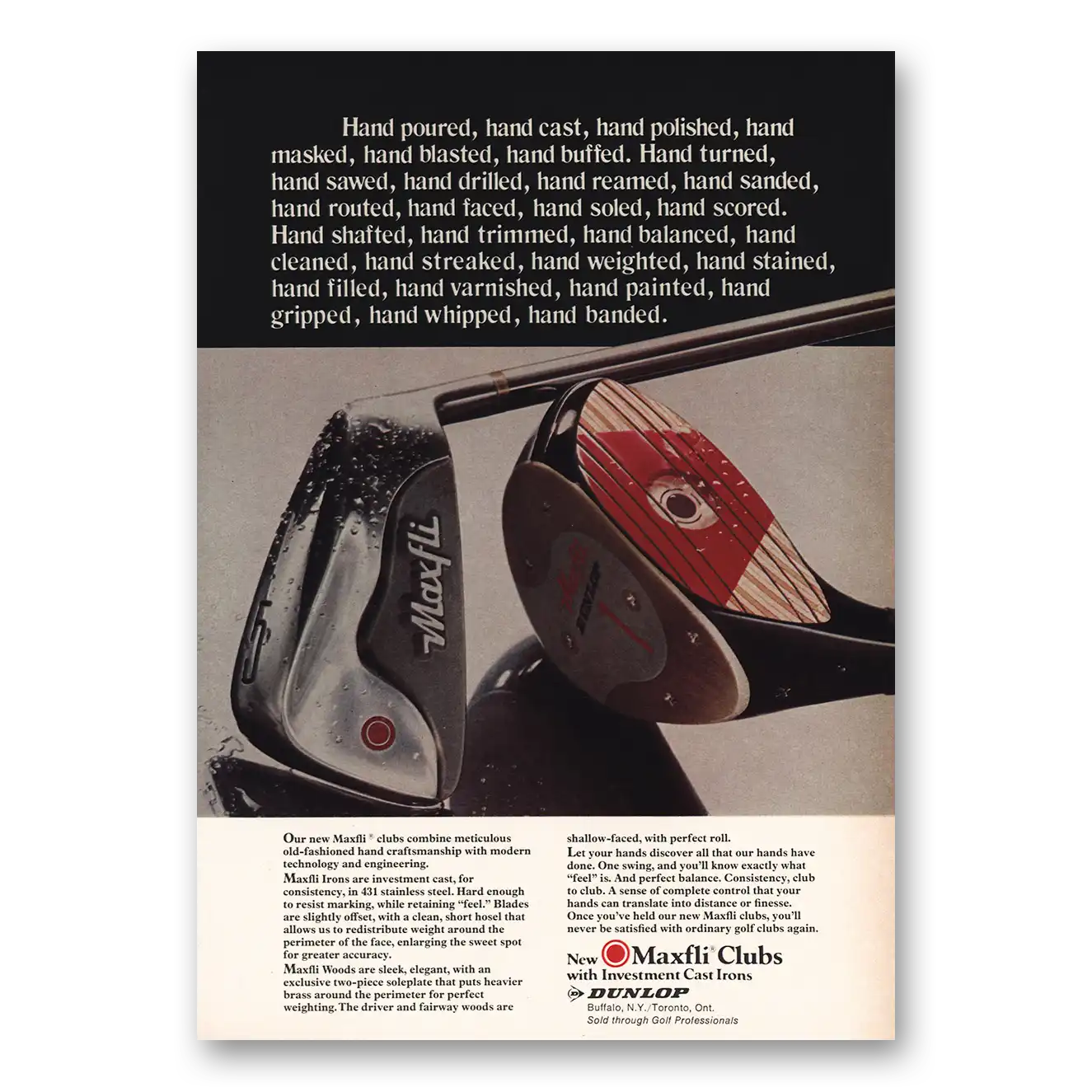 1974 Maxfli Clubs Hand Poured Hand Cast Vintage Magazine Print Ad