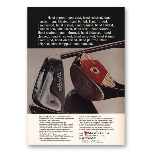 1974 Maxfli Clubs Hand Poured Hand Cast Vintage Magazine Print Ad