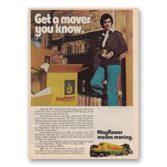 1974 Mayflower Moving Trucks Get a Mover You Know Vintage Magazine Print Ad