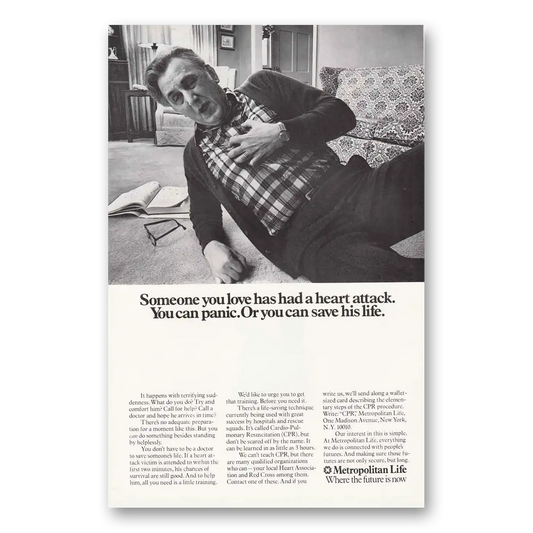 1974 Metropolitan Life Insurance Someone You Love Had a Heart Attack Vintage Magazine Print Ad