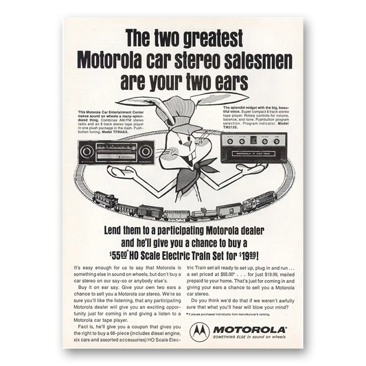 1974 Motorola Car Radio Two Greatest Car Stereo Salesmen Your Two Ears Vintage Magazine Print Ad