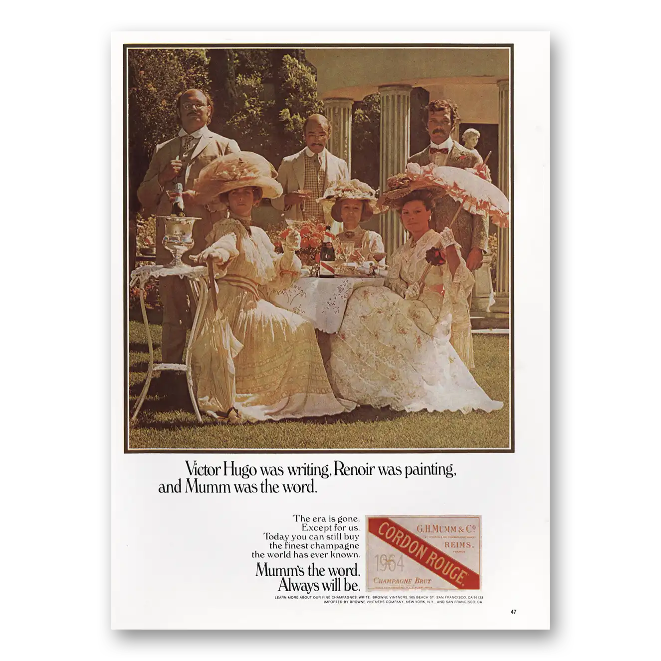 1974 Mumm Champagne Cordon Rouge Victor Hugo Was Writing Vintage Magazine Print Ad