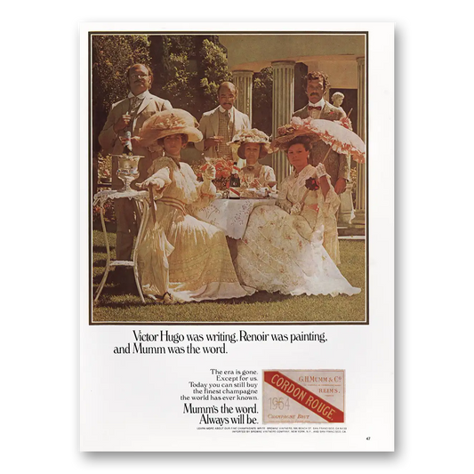 1974 Mumm Champagne Cordon Rouge Victor Hugo Was Writing Vintage Magazine Print Ad