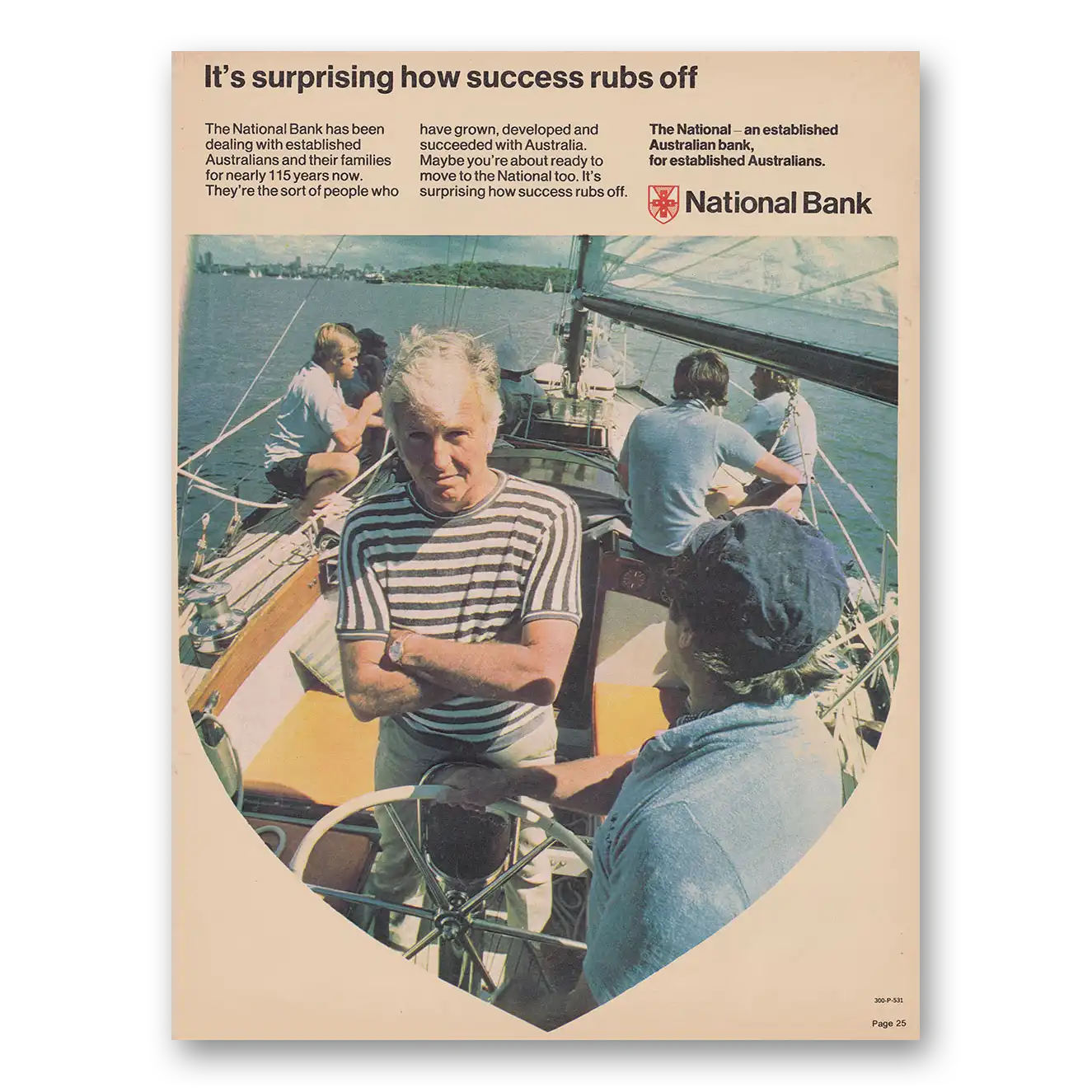 1974 National Bank Australia Success Rubs Off Vintage Magazine Print Ad