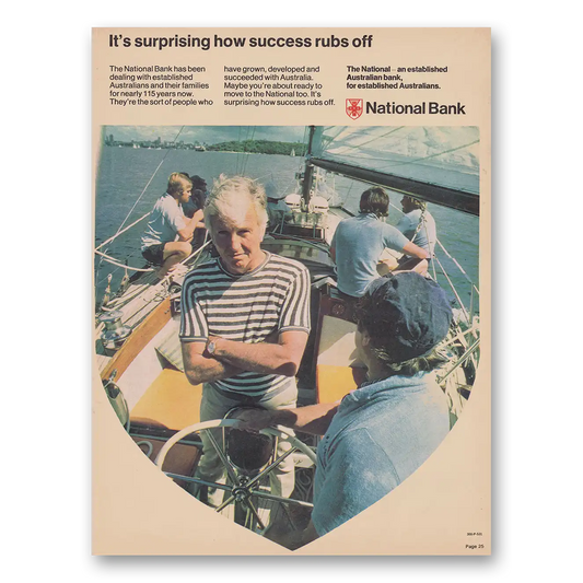 1974 National Bank Australia Success Rubs Off Vintage Magazine Print Ad