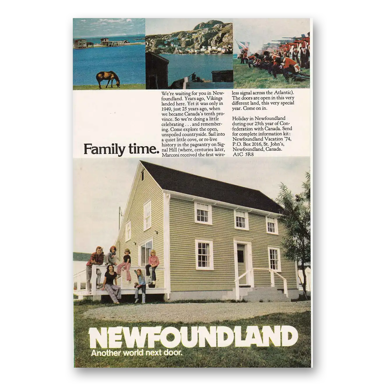 1974 Newfoundland Canada Family Time Vintage Magazine Print Ad