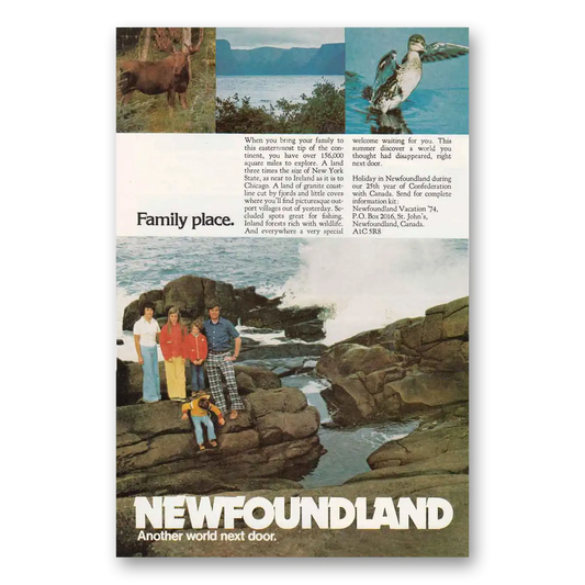 1974 Newfoundland Canada Family Place Vintage Magazine Print Ad