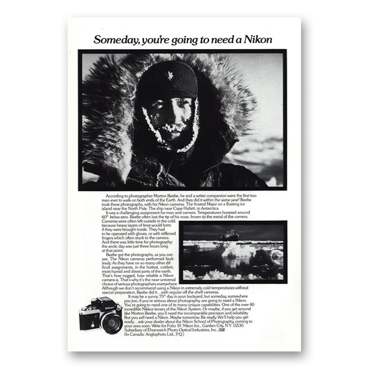 1974 Nikon Camera Morton Beebe Vintage Magazine Print Ad