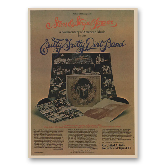 1974 Nitty Gritty Dirt Band Promo Stars Stripes Forever Vintage Magazine Print Ad