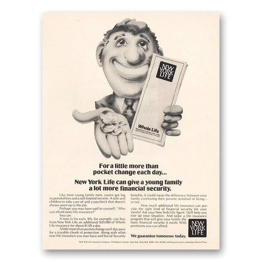 1974 New York Life Insurance Financial Security Vintage Magazine Print Ad