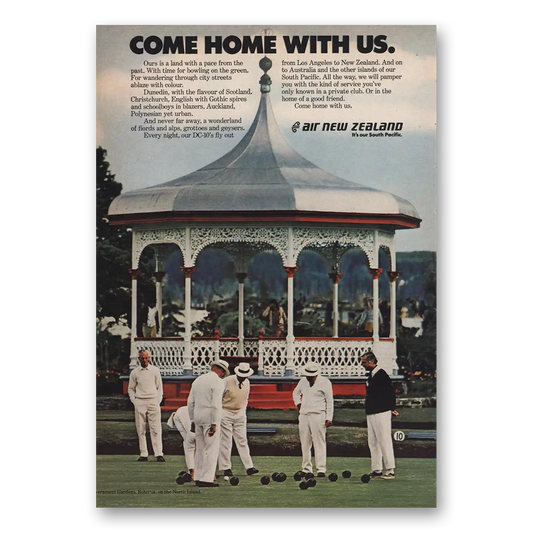 1974 Air New Zealand Come Home With Us Gazebo Vintage Magazine Print Ad