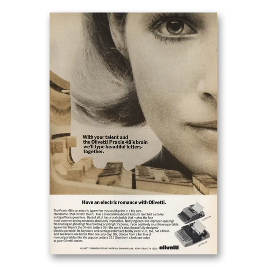 1974 Olivetti Praxis 48 Typewriter Beautiful Letters Together Vintage Magazine Print Ad