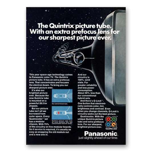 1974 Panasonic Television Quintrix Picture Tube Vintage Magazine Print Ad