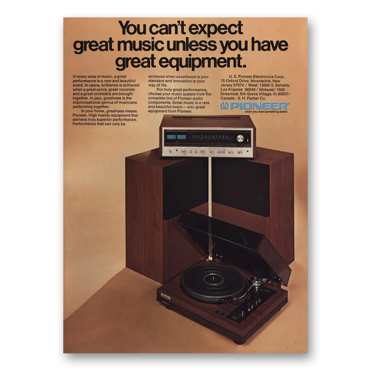 1974 Panasonic Stereo You Can't Expect Great Music Vintage Magazine Print Ad