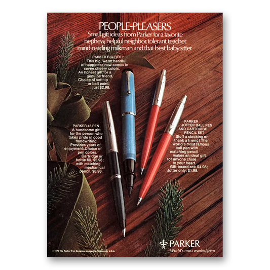 1974 Parker Pens People Pleasers Vintage Magazine Print Ad