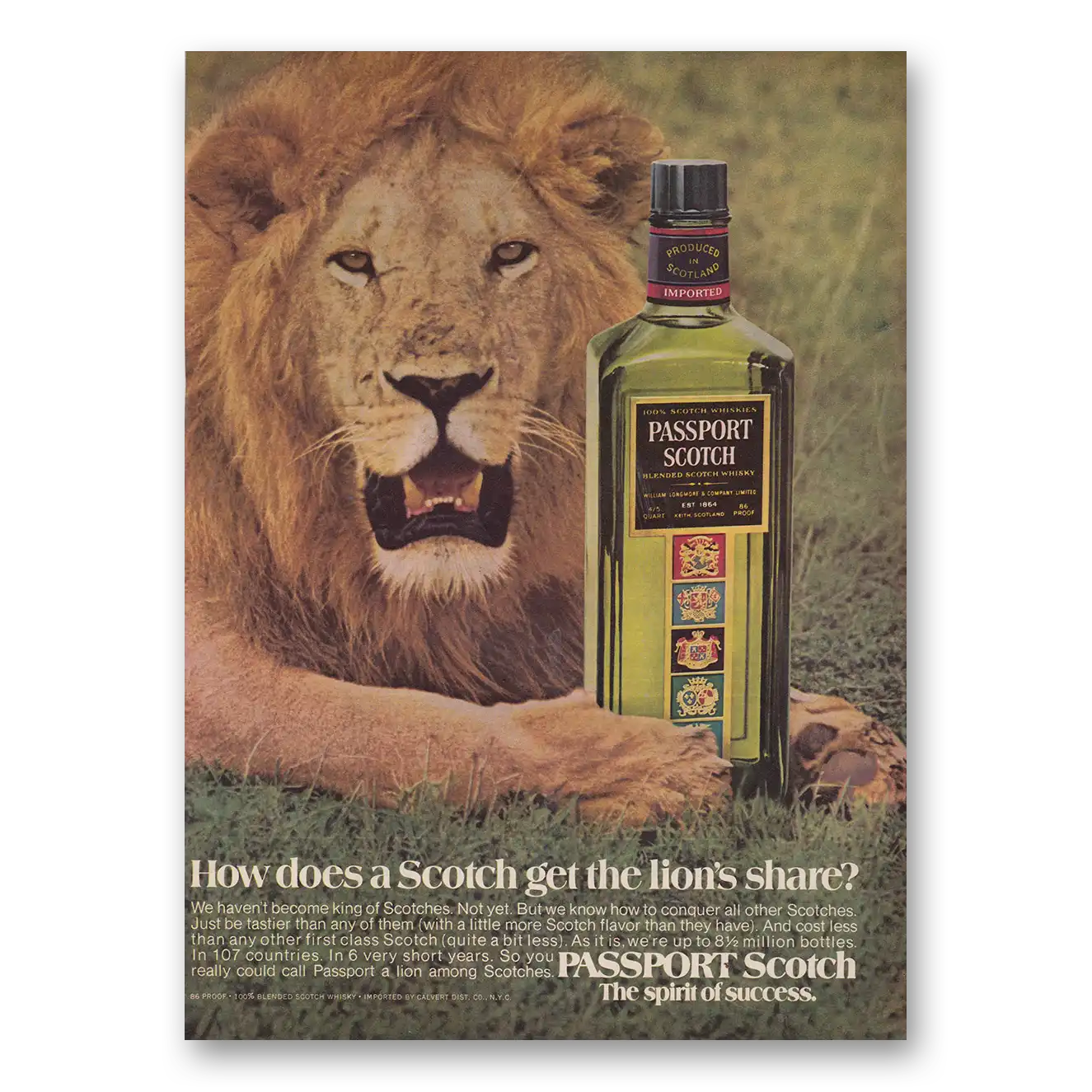 1974 Passport Scotch How Does a Scotch Get the Lions Share Vintage Magazine Print Ad