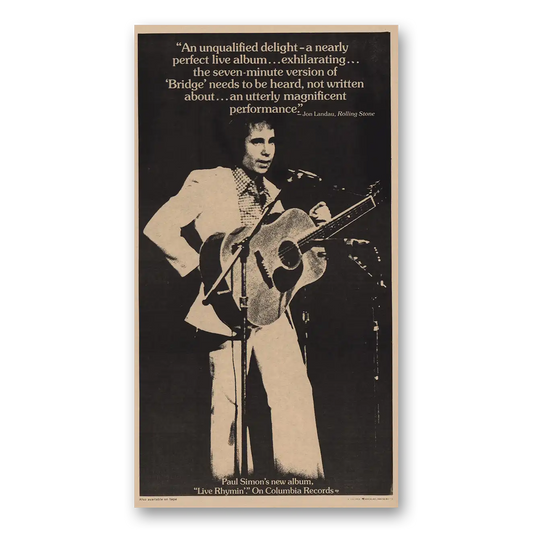 1974 Paul Simon Live Rhymin Vintage Magazine Print Ad