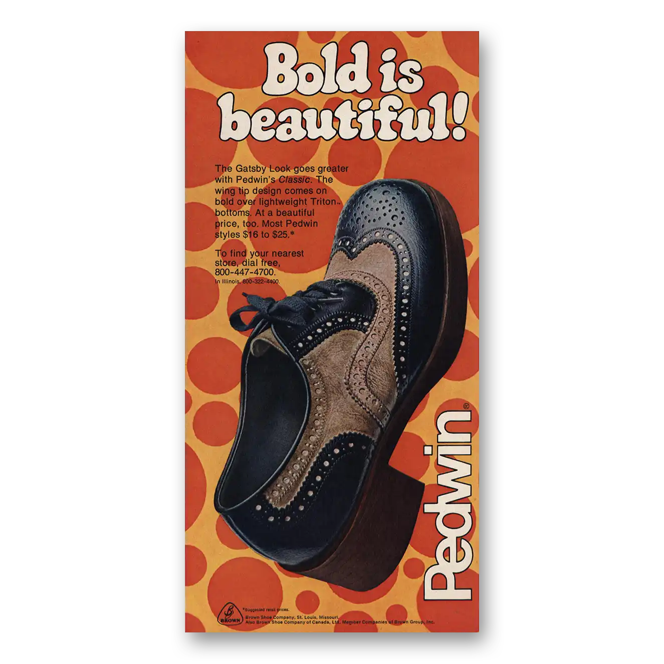 1974 Pedwin Shoes Bold Is Beautiful Vintage Magazine Print Ad