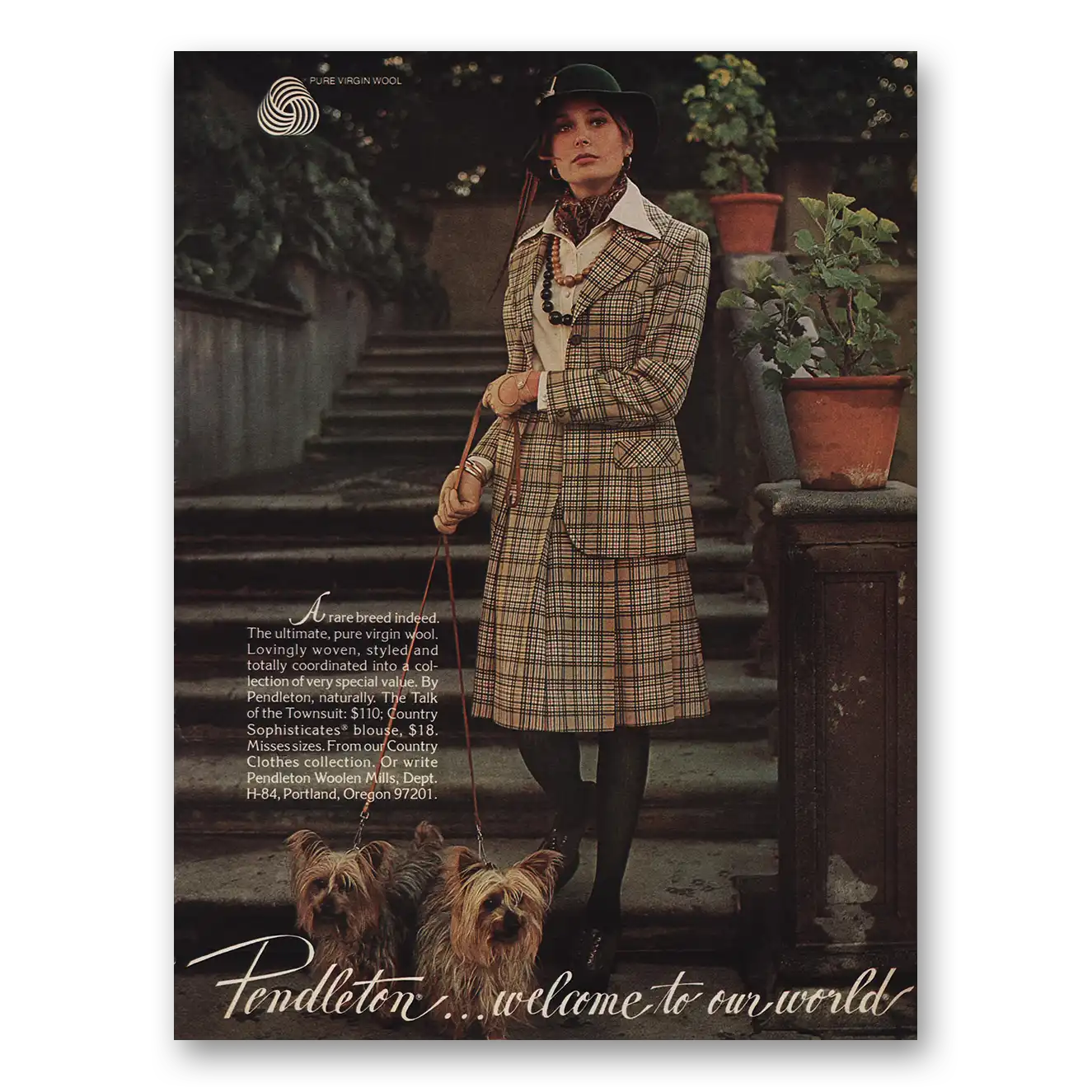 1974 Pendleton Welcome to Our World Vintage Magazine Print Ad