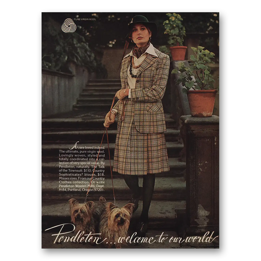 1974 Pendleton Welcome to Our World Vintage Magazine Print Ad